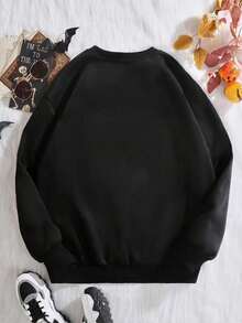 1pc Women's Fashion Witch Graphic Casual Crew Neck Sweatshirt, Women's Daily Sports Style Fashionable Hoodie, Gift For Family, Customized Photo Style