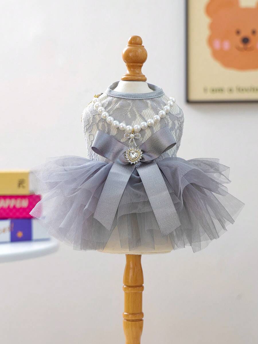 1 peça de roupa para animais de estimação, vestido de cisne cinza fofo e confortável para cães pequenos e gatos, moda casual e feliz