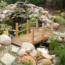 5' Wooden Bridge Stained Finish Decorative Solid Wood Garden Pond Arch Walkway - Original Wood Color - View 3
