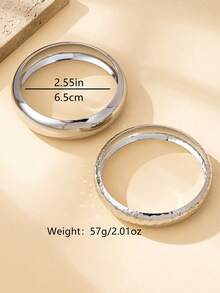 2pcs Embossed Fashion Bracelet Set, Suitable For Women, Daily Wear, Parties And Gatherings - 2 Bracelets - View 8