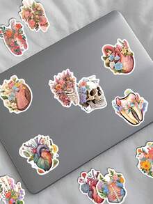 SCXXBSW 50 piezas Pegatinas decorativas con flores y graffiti para tazas de agua, cuadernos, equipaje, resistentes al agua - Multicolor - Ver 8