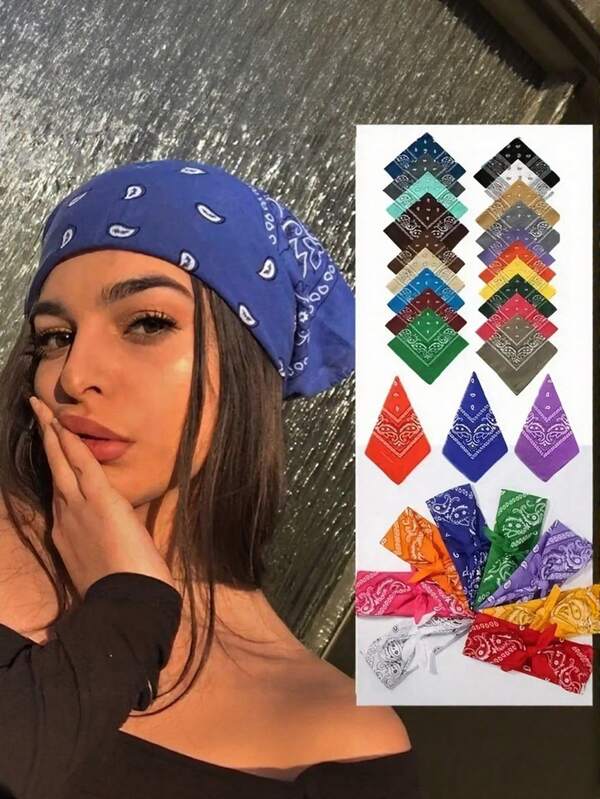 1pc Women's Fashion Paisley Pattern Printed Novelty Large Bandana 53*53cm, Stylish Headband, Versatile For All Seasons, Multiple Colors,Accsesories,Travel Essential