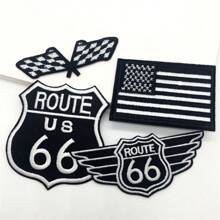 4pcs Embroidery Patches Appliques For Clothing DIY Iron On Patches For Clothes Jeans Jacket Accessories. - Black and White - View 13