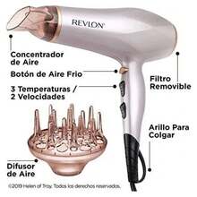 Secadora Salon Revl0n Tecnología Titanio con Difusor