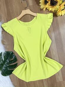 Women's Fashion Crepe Tank Top - Lime Green - View 3