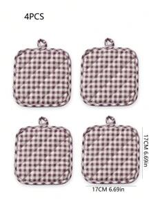 2pcs/4pcs Heat Resistant Pot Holder, Checkered Square Insulation Pad, Multi-Functional Quilted Insulation Mat For Kitchen, Dining Room, Tabletop, Baking - Red - View 17