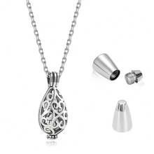 Stainless Steel Cremation Urn Memorial Pendant Necklace With Hollow Urn Teardrop Cremation Jewelry For Ashes - Multicolor - View 8