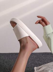 Stylish Colorful Minimalist Thick Sole Non-Slip Unisex Indoor Outdoor Beach Bathroom Slippers - White - View 6