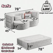Modern Floor Sofa With 2 Pillows,Convertible Plush Corduroy Foam-Filled Sleeper Sofa Bed,15" Full Size Folding Mattress For Living Room,Guest Bed,No Assembly Required - Lạc đà - Xem 5