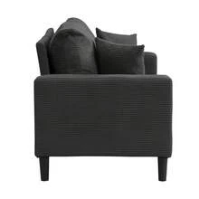 57 " High Resilience Loveseat Sofa, Wooden Frame 2 Seat Sofa, Comfy , Small Space Saving Modern Upholstered Sofa, Living Room Bedroom Apartment Small Space - 深灰色 - 查看 10