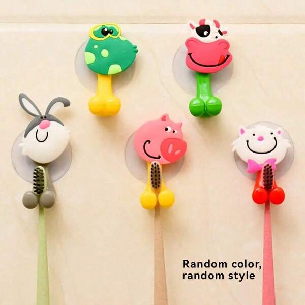 5 件套动物卡通牙刷架，壁挂式，强力吸盘，非电动，多样化家庭装万圣节、圣诞节装饰品（颜色和款式随机）