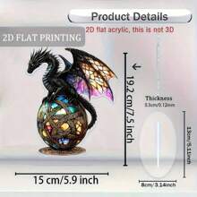 2D Planar - [2D Planar] 1 件哥特式幻想彩色龙亚克力装饰，7.5 英寸 X 5.9 英寸复古风格办公桌装饰，带有复杂的凯尔特结设计，无需电源，包括底座 - 适用于家庭和办公室装饰，办公室装饰 | 复古风格装饰 | 精细工艺，龙装饰