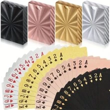 Playing Cards Foil Poker Cards Deck Of Cards 24K Gold Foil Poker Cards Gold Playing Cards Foil Waterproof Playing Cards Waterproof Plastic Cards For Family Game Party - Durable And Stylish Deck Of Cards, Christmas, Halloween, Thanksgiving Day, Valentine's Day, Easter, Birthday Gift (Mixed Color, Retro Style)