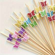 10/20/50/100/300 شوكة خشبية من البامبو على شكل فراشة، عيدان خشبية للطعام والفواكه والمقبلات، أدوات طاولة حفلات يمكن التخلص منها، مناسبة لحفلات عيد الميلاد والزفاف، هدية رائعة للنساء