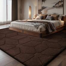 Treeboy Modern Fluffy Rugs Living Room 200x300, 3D Grey Area Rugs For Bedroom, Modern Design Extra Large Rugs For Living Room, Machine Washable Anti Slip Fluffy Rug Shaggy Rug Cream Rug Carpets Mat For Kids Room Bedroom - 咖啡色 - 查看 5