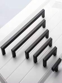 1pc Black Cabinet Handle, Matte Black T-Shaped And Square Stainless Steel Kitchen Handle, Furniture Hardware ,Door Knob Cabinet Wardrobe Drawer Pull,Cabinet Pulls - Black - View 2