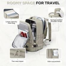 CORATED Zaino da viaggio aereo 40x25x20cm, adatto per uscite e uso aziendale, cinghie regolabili, espandibile a 180°, con cerniera, scomparto per le scarpe, include scomparto per laptop da 14 pollici, adatto per il bagaglio a mano, facile da posizionare sotto il sedile. - Versione leggera nera - Visualizzare 4