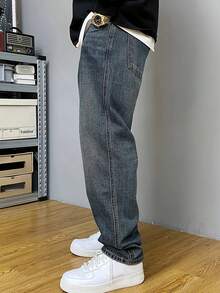 Casual Denim Jeans For Men, Blue, Fashion Daily Wear - 中等水洗藍 - 查看 3