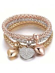 3 Pieces/Set Minimalist, Elegant And Casual Women's Alloy Bracelet - 銀色 - 查看 4