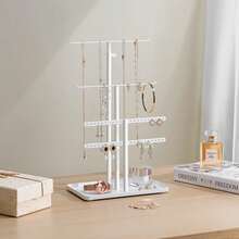 1pc Jewelry Holder Organizer Stand,Adjustable Jewelry Tree 17.5" Height (Max),Jewelry Stand Organizer For Necklace Earring,3-Tier Jewelry Hanger For Necklaces, Bracelets, Earrings, Stainless,Metal Jewelry Stand With Tray For Storing And Displaying Necklaces, Earrings And Bracelets, Earring Display Stand, Suitable For Home Storage Or Jewelry Retail, Valentine's Day Gift. Sun Travel Cool For Women Storage Organizer Travel Essentials Back To School Dormitory Storage Fall Decor - Multicolor - View 8