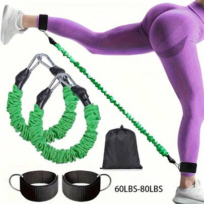 60/70/80 Lbs Ankle Strap Set, Leg Muscle Training Ankle Cuff, Hip Joint Trainer Leg Strap, Durable Resistance Band, Gym Workout Equipment