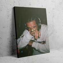 1pc 30*40cm(12*16inch)Framed Drake Canvas Poster - Vibrant Wall Art With Headphones And Colorful Lenses, .X. Inches, Wraparound Frame, Perfect For Music Lovers And Home Decor, Music Wall Art - 白色 - 查看 2