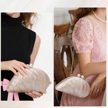 Milky Way Ladies' Acrylic Material Dinner Bag, Shell And Pearl Shoulder Bag, Equipped With A Metal Chain. Suitable For Use At Wedding Parties And Dances. Shoulder-Belted Design - Rượu sâm banh - Xem 5