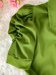 Women's Fashion Collared Blouse With Buttons On The Front, Code 1 - Army Green - View 4