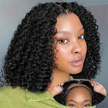 13X4 13X6 5X5 蕾丝前假发自然黑色 28 英寸杰瑞卷发假发 200% 密度真实全蕾丝空间 13X6 自然黑色杰瑞卷发假发混合头发预拔女士 - 自然色&黑色系 - 查看 4