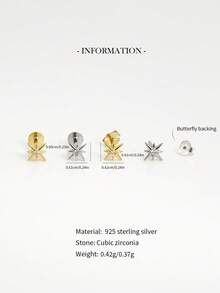 1件925纯银星形内螺纹唇钉 | 星形耳钉穿刺饰品 | 低过敏性金耳软骨钉 | 扁平唇钉 | 适合女性日常佩戴 - 彩色 - 查看 3