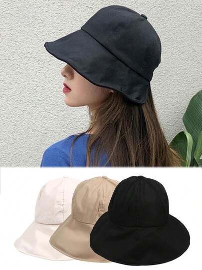 1顶渔夫帽 女款夏可扎马尾遮阳帽 韩版 多功能防晒面罩 鸭舌帽 薄款 日式遮阳帽 可折叠宽檐马尾遮阳帽 抽绳可调节帽 夏季速干帽檐渔夫帽 女士沙滩帽 度假必备 休闲风格 舒适贴合