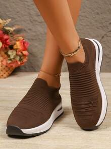 Neue Herbst Damen Lässig Slip-On Sneaker mit versteckter Keilabsatz