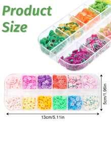 1 盒水果花片饰品适用于树脂聚合物粘土史莱姆制作 3D 软陶什锦碎片贴纸散装适用于 DIY 工艺品美甲唇彩用品手机装饰配件 - 彩色 - 查看 2