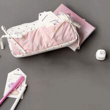 High Appearance, Simple, Niche, Cute, Polka Dot Pencil Case, Large Capacity Student Stationery Box, Makeup Storage Bag - Multicolor - View 4