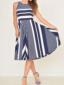 Boho Retro Burgundy  Red Lace Fit And Flare Three-Quarter Sleeve Lace - Sọc xanh nước biển - Xem 6