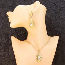 1 Set Orecchini e Collana con Pendente a Goccia d'Acqua, Stile Medio Orientale Marocchino, Decorati con Cristalli Colorati, Design Minimalista, Adatto per Vacanze, Feste, Festività Tradizionali
