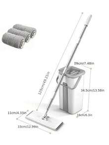 1 طقم، طقم إناء ومسح منزلي، يحتوي على قطعتين من قماش المسح، مسح مسطح بدون استخدام اليدين، مسح إزالة الغبار مع إناء، تنظيف جاف ورطب، مسح لأرضيات البلاط والرخام والخشب، مستلزمات تنظيف، أداة تنظيف، هدية عيد الميلاد