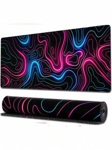 1 pieza Alfombrilla de ratón extra grande con textura de líneas abstractas minimalista, tamaño 900*400*2mm, alfombrilla de ratón para e-sports extra grande/productos electrónicos/suministros de oficina/alfombrilla de ratón y reposamuñecas - Negro - Ver 1