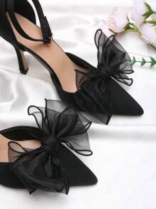 1 Pair (2pcs) White, Beige, Black, Wine Red, Light Pink, Rose Pink, Beige Bow-Shaped Detachable DIY Shoe Clips, Fashion Elegant Shoe Accessories For Women's High Heels, Pumps, Office Business Heels, Date Outfit