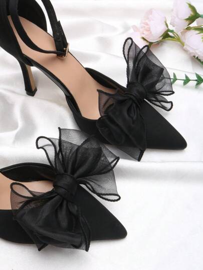 1 par (2 st) vit, beige, svart, vinröd, ljusrosa, rosrosa, beige rosettformade avtagbara gör-det-själv-skoklämmor, moderiktiga eleganta skotillbehör för kvinnors höga klackar, pumps, kontors-, affärs- och dejtklädsel