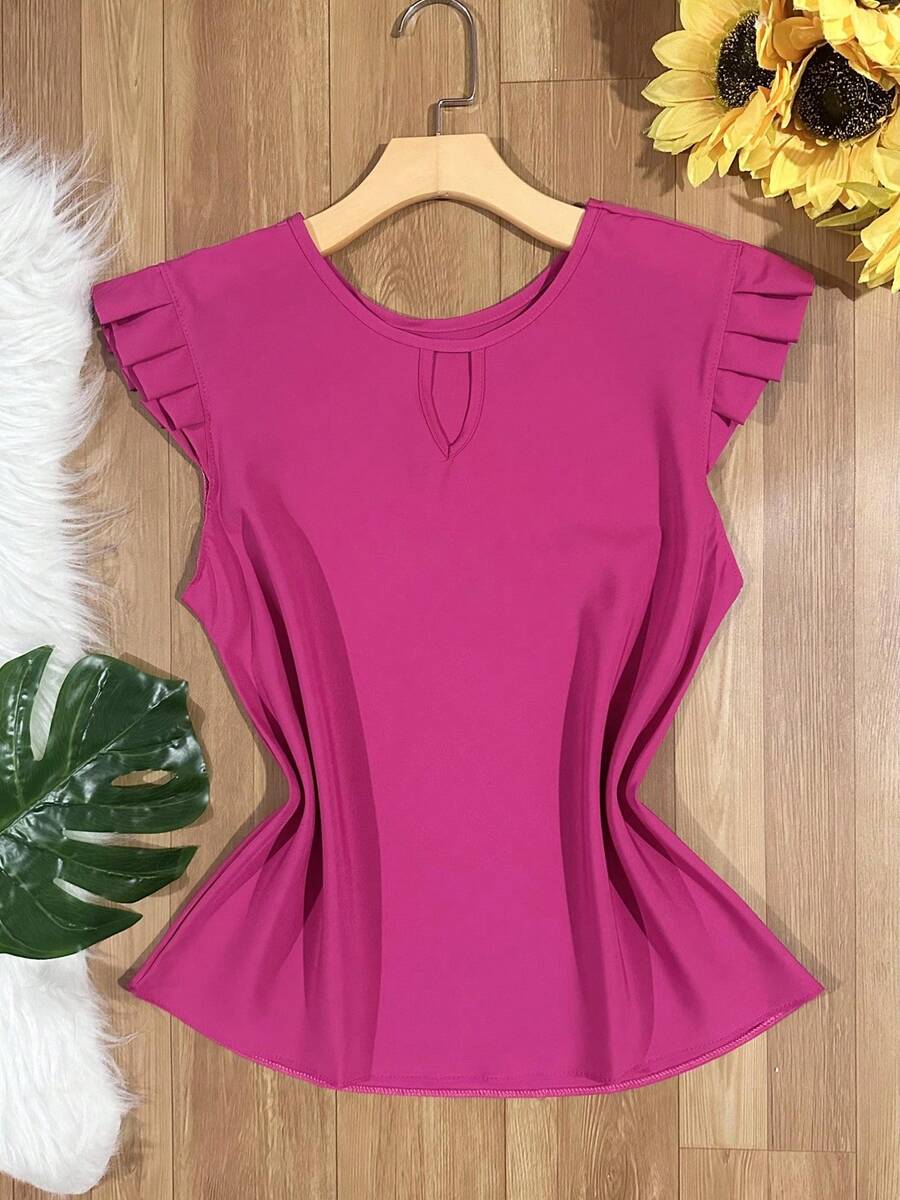 Women's Fashion Crepe Tank Top - Hot Pink - View 1