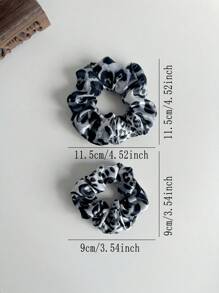 女士纯色豹纹发圈，高弹力发绳，柔软缎面发饰，休闲百搭马尾辫发饰 - 彩色 - 查看 3