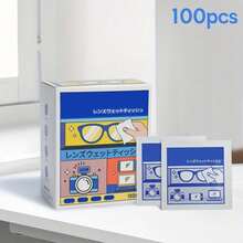 100pcs PreWet Disposable Lens Wipes For Glasses & Screens Multi-Purpose Cleaning Cloths For Cameras, Phones, And More Perfect Gift Idea - 1pcs - 查看 1