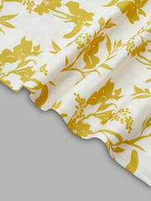 女式波西米亚花卉印花腰部喇叭形吊带背心连衣裙搭配针织开衫套装 - 黃色 - 查看 5