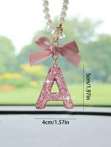 1件装汽车内饰挂件，黑色水钻蝴蝶结字母装饰，后视镜配件 - 均碼3 - 查看 7