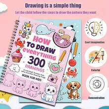 1 Book Of 300 Cute Object Drawings, Suitable For Painting Enthusiasts To Learn How To Draw Anything. The Book Provides Detailed Steps On Drawing Animals, Food, Gifts, And Other Wonderful Things. "How To Draw Everything 300 Drawings"