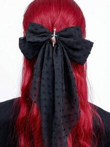 1 件女式万圣节心痛蝴蝶结发夹，哥特式和另类配饰，女式黑色蕾丝万圣节发饰，适合万圣节派对。，爪夹，发爪，发夹，发夹，发夹