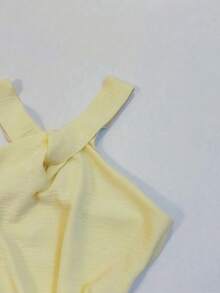 Jemmy Fashion Duna Tank Top With Lining Top Twist Front, Size P M G Gg, Has White Black Beige Blue Green Pink Orange - 淡黃色 - 查看 2