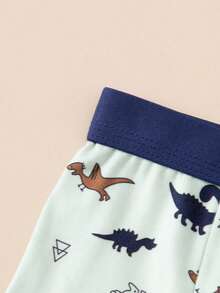 4pcs/Pack Boys' Dinosaur & Geometric Print Boxer Briefs