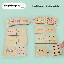 1set Early Educational Wooden Number Matching And Counting Puzzle Game For Kids,Bilingual English Numerals & Animal Figures Learning Board - Multicolor - View 5